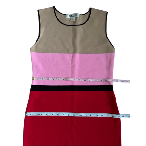 Diane Von Furstenberg DVF Color Block Knit Dress Midi Womens Size Large - Picture 6 of 7